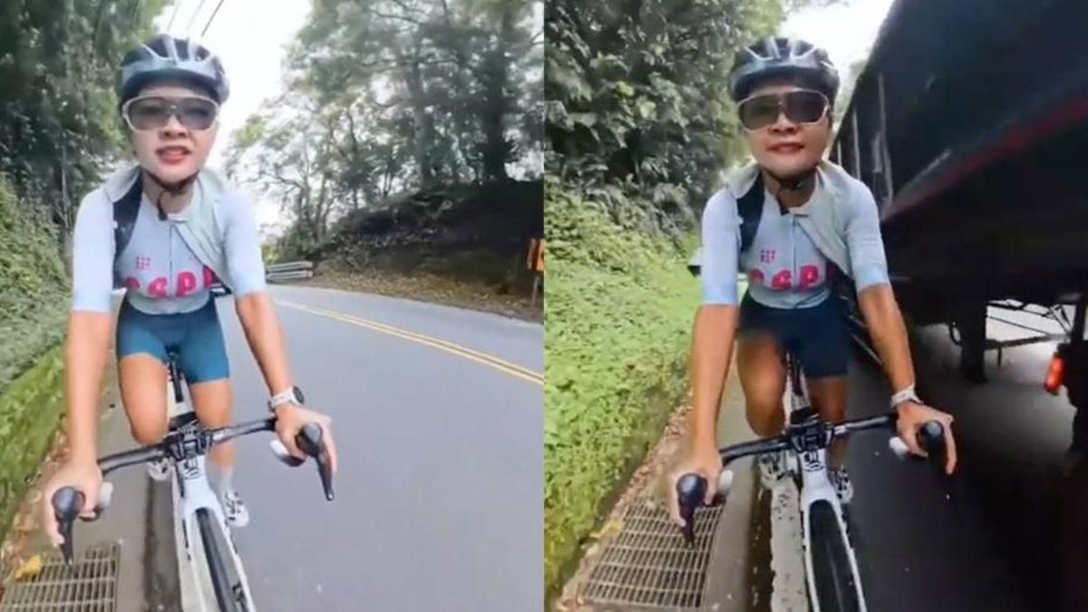 Wielrenner past niet op en wordt geschept door een vrachtwagen (video)