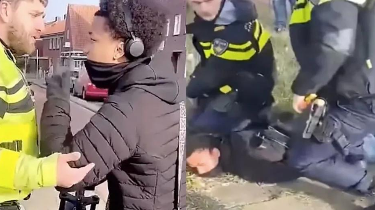 Jongen op fatbike zoekt ruzie met agent, maar eindigt op de grond (video)