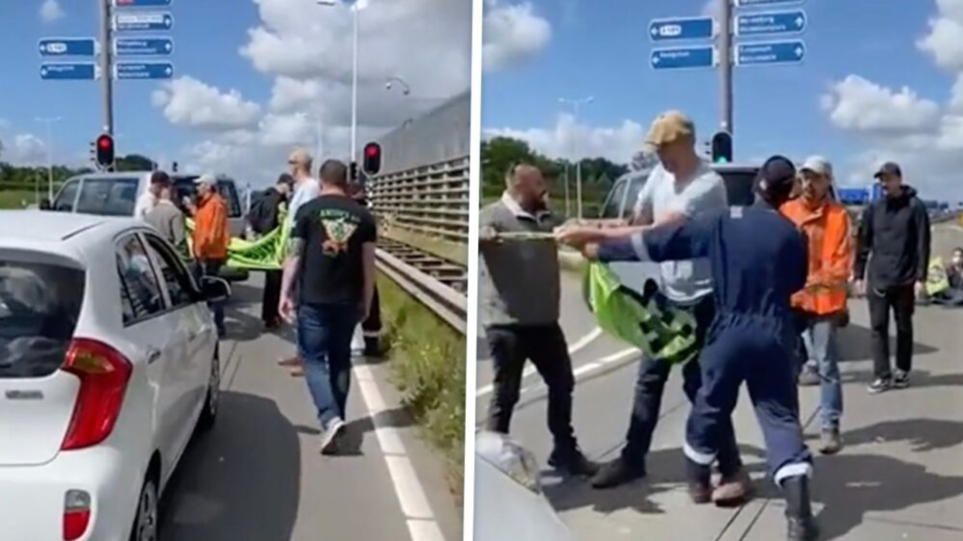 Automobilisten grijpen in: Extinction Rebellion activisten van de weg gehaald in Rotterdam