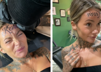 Vrouw laat naam van vriend op voorhoofd tatoeëren en wordt vervolgens gedumpt