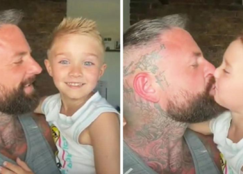 Vader krijgt haat omdat hij zijn 5-jarige zoon op de lippen kuste: “Dit is totaal ongepast”