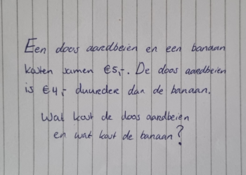 Wat kost de doos aardbeien en wat kost de banaan?