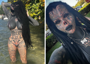 Zo zag deze volledig getatoeëerde vrouw er vroeger uit – Onherkenbare foto’s