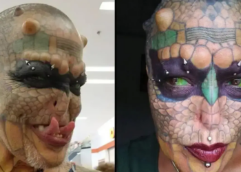 ‘Genderloze reptiel’ deelt onherkenbare foto’s van voor de extreme transformatie