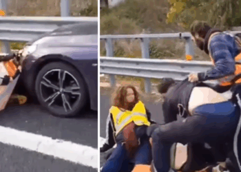 WOEDEND: Deze man wil naar zijn zwangere vrouw, maar klimaatactivisten houden hem tegen