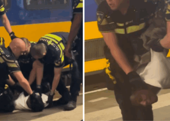 Hij maakt één opmerking tegen agenten en krijgt direct perrontegels in zijn gezicht