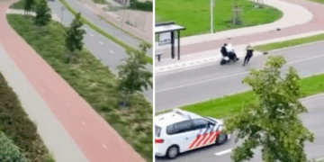 VIDEO: Dolle scooterrijders denken weg te komen… tot deze agent in actie komt