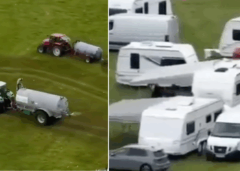 ZIEN: Franse boeren spuiten kampers van hun land met mestkanon: “Oprotten nou!”