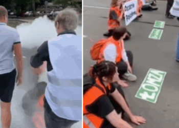 Man is er helemaal klaar mee en haalt klimaatactivisten eigenhandig weg: “Wegwezen jullie!”