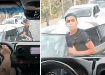 Mini-bestuurder probeert file te slim af te zijn maar krijgt harde realitycheck